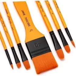 Paint Brushes Set 6 Brushes for Painting Ergonomic Design Flat Tip Paint Brush Kit