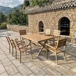 BHKC-2106-T Aluminium Garden Table Cream 90x160 Cm