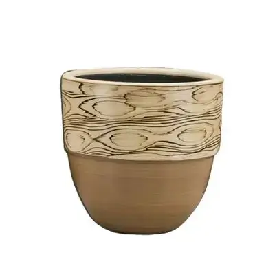 Terracotta Flower Pot Riva Wood Pattern No:6