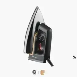 Green Lion Vintage 1000W Dry Iron with Teflon Coated Non-Stick Soleplate - Black