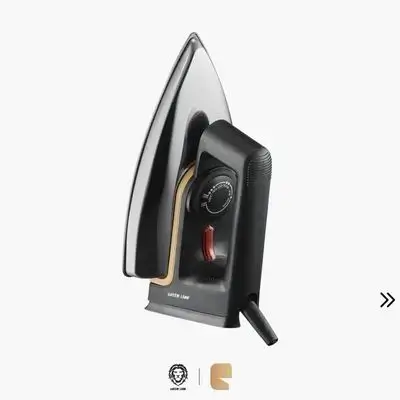 Green Lion Vintage 1000W Dry Iron with Teflon Coated Non-Stick Soleplate - Black