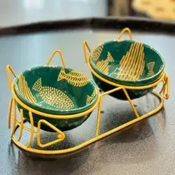 Double Ceramic Cat Bowl