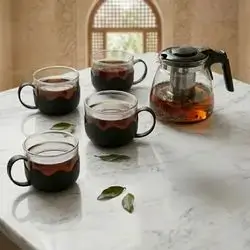 Set of teapot (pot) with 4 cups