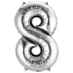 Silver Number 8 Helium Balloon