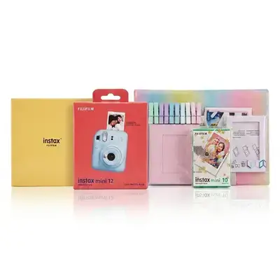 Fujifilm Instax Mini 12 Instant Camera Set with Clear Case - Sky Blue