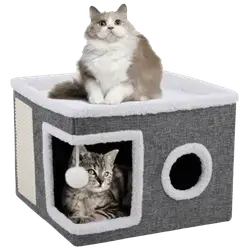 Cat Bed Indoor with Scratcher