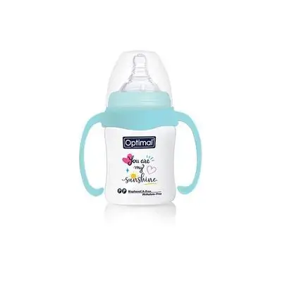 Wide Neck Feeding Bottle 180ml (+0) with Handle - Blue