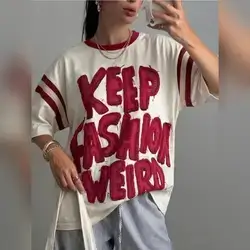 SHEIN Graphic Letter Print Oversized Tee Casual oversized T-shirth - Small