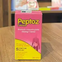 peptoz tablets bismuth subsalicylate 262mg / tablet upset stomach , indigestion , heartburn, nausea , diarrhea 30tablets