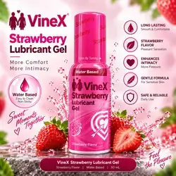 VineX Strawberry Lubricant Gel — Water Based, Strawberry Flavor, 50 mL