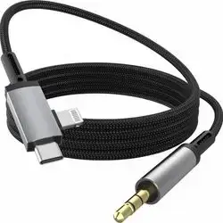 Vision USB-C & Lightning to 3.5mm jack AUX audio cable