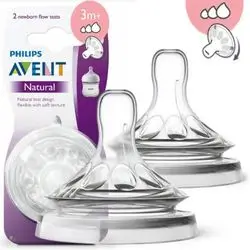 Silicone teat for Philips AVENT bottle, anti-colic - Natural 2 series, Triple flow, 3m+ / 2 pcs.