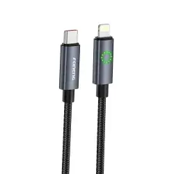 Light Braided Cable/Type-c to Lighting 27w/ 1.2M Metal Head Green Light Braided Cable/ Foneng
