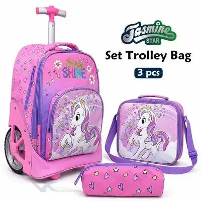 Jasmine Star 3-Piece Trolley School Bag Set