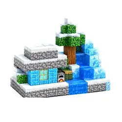 Minecraft Magnetic Building Ice and Snow Cottage X70 (110pcs + 3 Free Plush Toys)