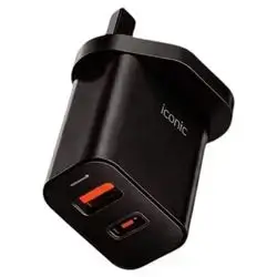 iconic branded 65W charging adapter, Dual ports including PD Type-C and QC USB-A