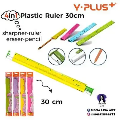 4in1 Plastic Ruler 30cm-Y.PLUS