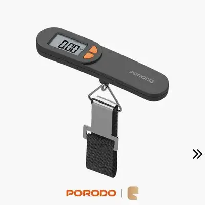 Porodo Lifestyle AccuScale High-Precision Digital Luggage Scale 50kg Capacity with Tare Function - Black