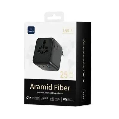 WiWU Wi-UA011 Warrior 25W GaN Universal Adapter – Black