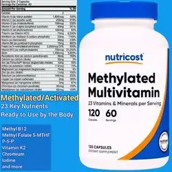 Nutricost, Methylated Multivitamin, Activated Bioavailable Vitamins and Minerals, Methyl B12, Methyl Folate, Active B6 P-5-P, magnesium Bisglycinate, zinc, 120 Capsules Multivitamin