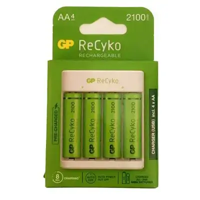 Gp Recyko Mini Charger For Battery 4 X AAA 2100Mah