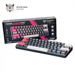 ONIKUMA G55 60% Mechanical Gaming Keyboard - BROWN Switches - RGB Rainbow Backlighted - Detachable USB Wired – 61 Keys EN - Double injection key caps Illumination | Black