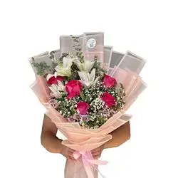 Fuchsia And Oriental Lily Bouquet