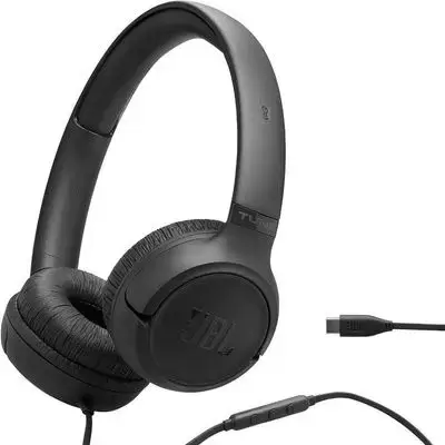 JBL Tune 530C USB-C Wired On-Ear Headphones with Hi-Res Audio, Pure Bass Sound, 3-Button Mic Remote, Easy EQ Presets, Lightweight Foldable Design, Tangle-Free Flat Cable – Black (JBLT530CBLK)