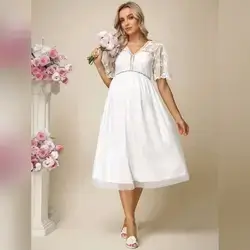 SHEIN Elegant White Lace Midi Dress - Small