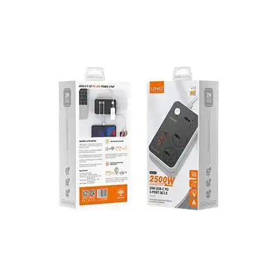 LDNIO Power Socket 3 ports, USB Chargers 3 ports, PD Type C Port 1 Port 20W