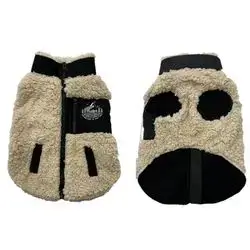 Dog jacket sheep skin black/white XS