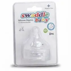 Swaddle baby silicone nipples for standard bottles medium flow 2pcs