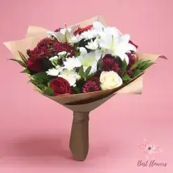 Bouquet Flowers- Red&White