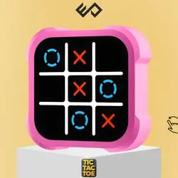 Electronic Tic-Tac-Toe Malfunction Board Game – Portable Indoor Educational Toy for Children & Party Gift (Tic Tac Toe XO X O) - Pink