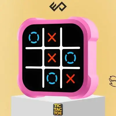 Electronic Tic-Tac-Toe Malfunction Board Game – Portable Indoor Educational Toy for Children & Party Gift (Tic Tac Toe XO X O) - Pink