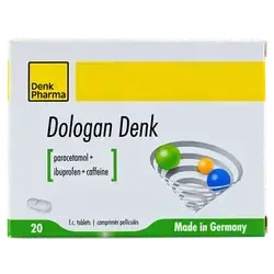 Dologan Denk (Paracetamol + Ibuprofen + Caffeine) 20 Tablets _ Denk Pharma
