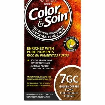Color & Soin Permanent Hair Dye - 7GC Copper Golden Blonde.