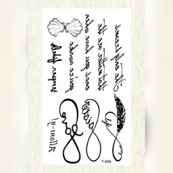 1 Sheet infinity sign words temporary tattoo Stick on tattoo