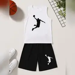 SHEIN 2pcs Tween Boys Casual Tank Top And Shorts Set - 12 Years