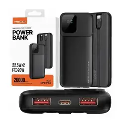 Recci 20000mAh Dual-Cable Power Bank - Black