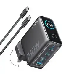 Anker Charger (140W, 4-Port, PD 3.1) with USB-C Cable