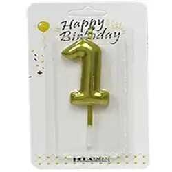 Gold Number 1 Birthday Candle for Cake