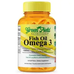 Greenfield Nutritions - Halal Fish Oil 1000mg, 120 Softgels, Omega 3 300mg - Contains 180mg EPA and 120mg
