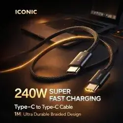 Iconic brand 240W Type-C to Type-C charging cable.