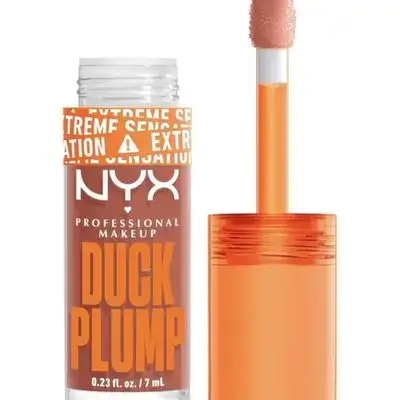 NYX PROFESSIONAL MAKEUP Duck Plump High Pigment Lip Gloss, Lip Plumper Gloss with Spicy Ginger - Apri-caught