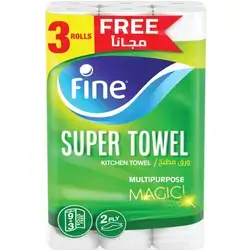Fine Kitchen Tissue Paper Super Towel Roll, 2 Ply 12 Rolls