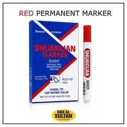 Permanent Marker, RED,12 Pcs