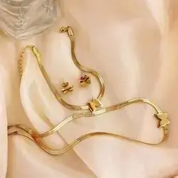 Necklace With Bracelet And Butterfly Earrings