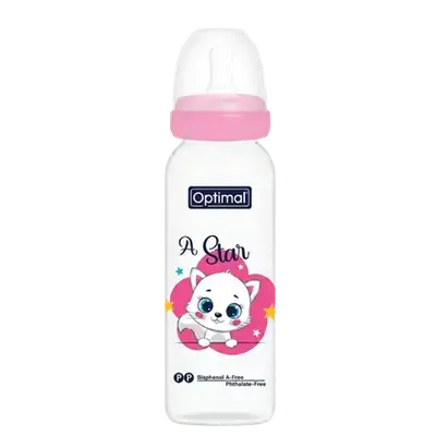 P.P Slim Waist Feeding Bottle 2 From 6-12 Months PINK 240ml OPB-1026 _Optimal