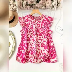 SHEIN Plus Size Women'S Printed Fashion Collar Lace Blouse Shirt - 3XL